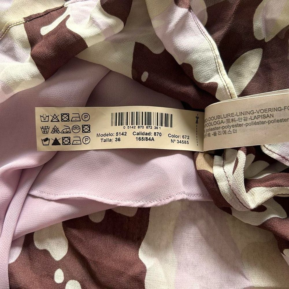 Massimo Dutti Abstract Camo Print romantic feminine keyhole blouse size 4 - Picture 11 of 11